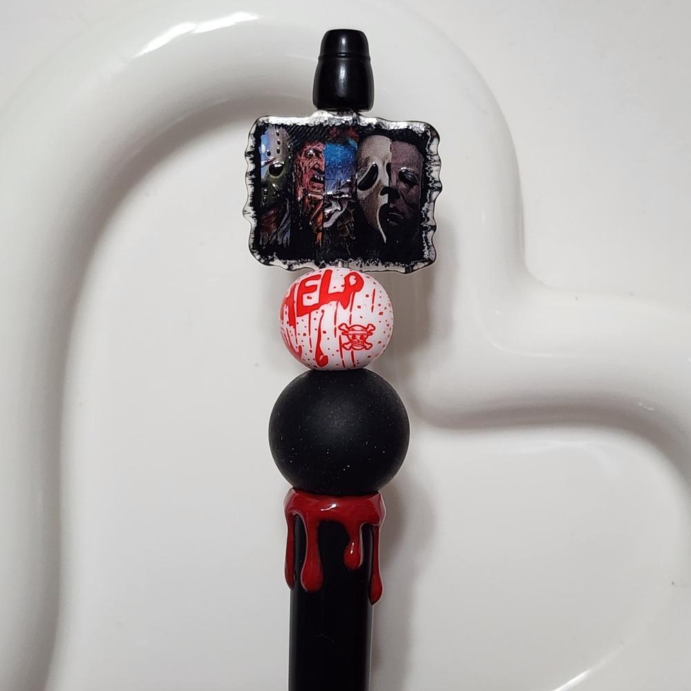 Horror Beaded Pen Black Ink Gift Refillable Halloween Horror Classic Legends